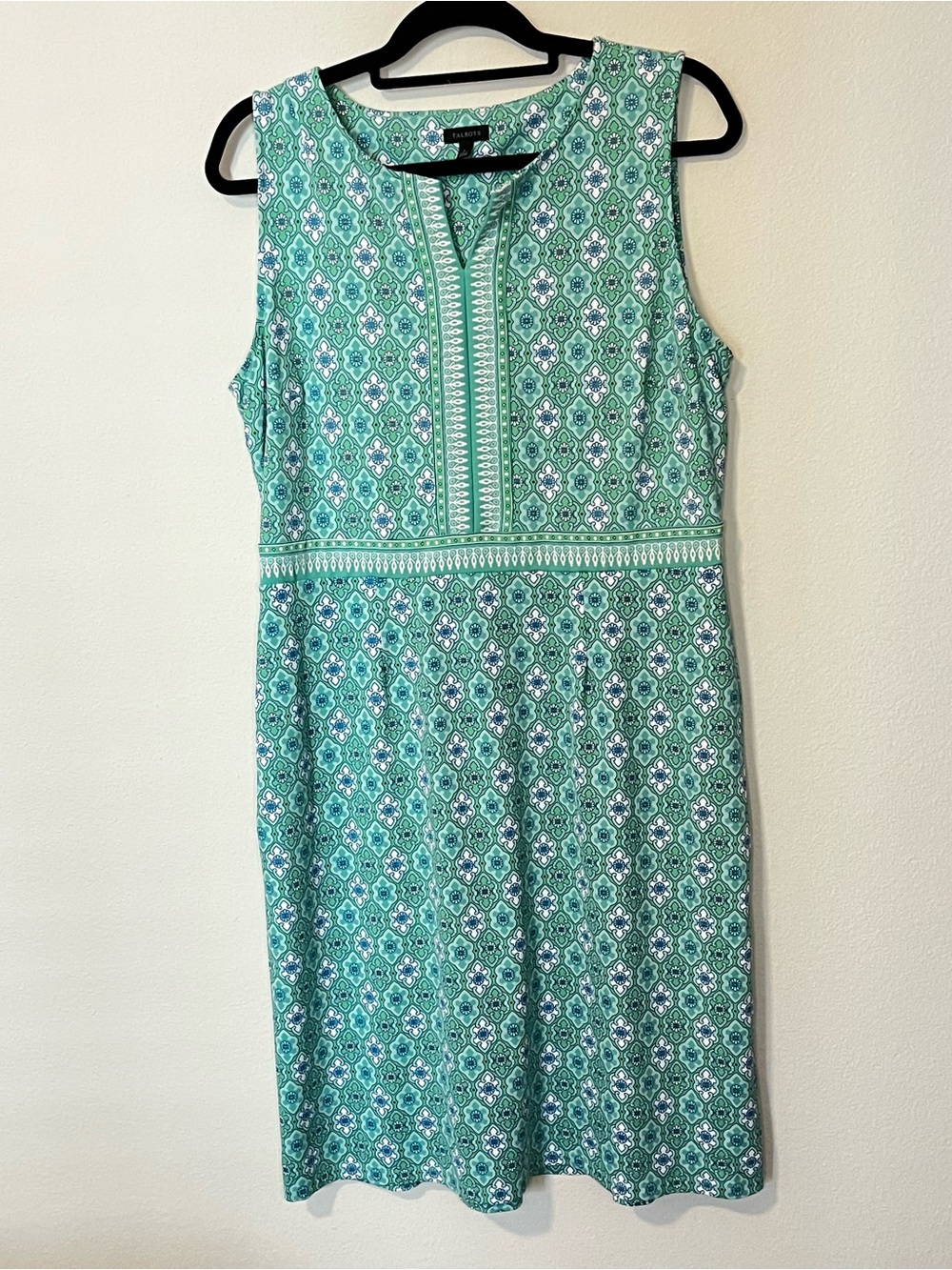 Talbots Women’s Green Tile Medallion Print Midi Sheath Dress Lrg - Picture 4 of 10